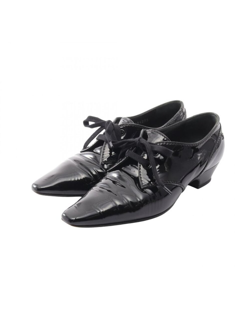 Chanel CC Logo Lace-up Patent Leather Shoes